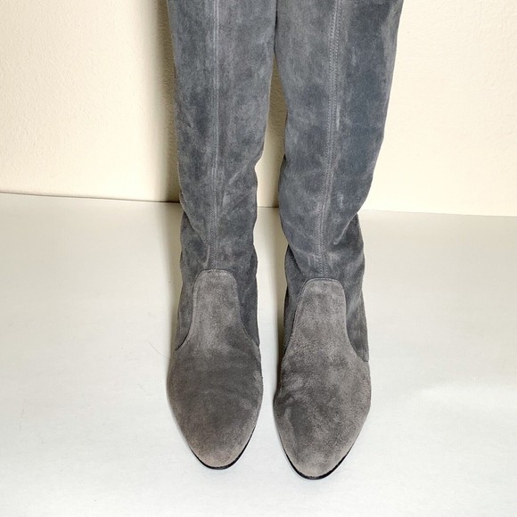 Stuart Weitzman The Milla 60 Boots 6 Gray Suede Stretch Under The Knee Length - Picture 3 of 9